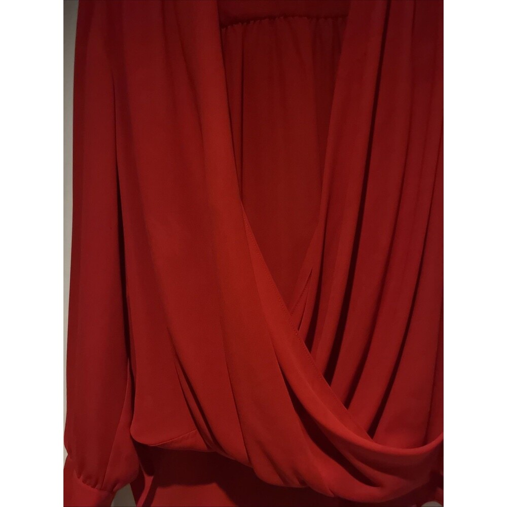 INC Red Wrap-Front High Low Blouse-long Sleeves-Red- 18W - Picture 3 of 9
